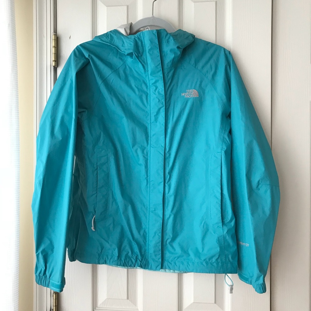 The North Face Rain Hooded Jacket. Teal. Size S